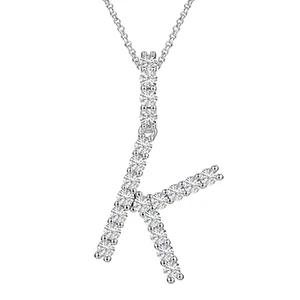 MOISSANITE ALPHABET INITIAL NAME LETTER PENDANT IN STERLING SILVER - Image 16