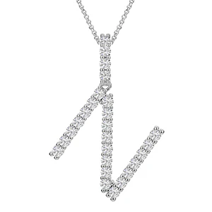 MOISSANITE ALPHABET INITIAL NAME LETTER PENDANT IN STERLING SILVER - Image 19