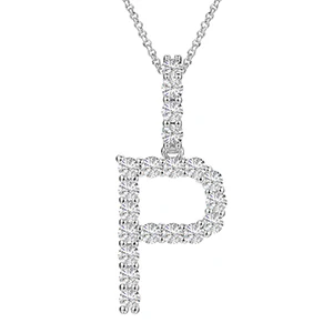 MOISSANITE ALPHABET INITIAL NAME LETTER PENDANT IN STERLING SILVER - Image 21