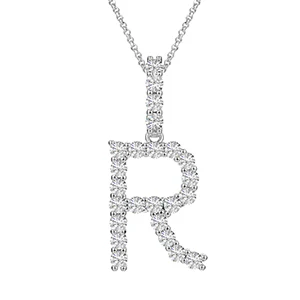 MOISSANITE ALPHABET INITIAL NAME LETTER PENDANT IN STERLING SILVER - Image 23