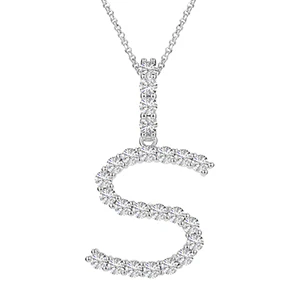 MOISSANITE ALPHABET INITIAL NAME LETTER PENDANT IN STERLING SILVER - Image 24