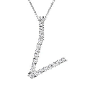 MOISSANITE ALPHABET INITIAL NAME LETTER PENDANT IN STERLING SILVER - Image 27