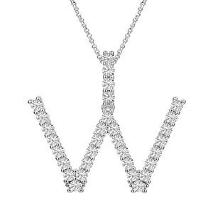 MOISSANITE ALPHABET INITIAL NAME LETTER PENDANT IN STERLING SILVER - Image 28