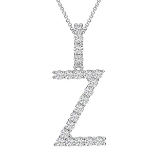 MOISSANITE ALPHABET INITIAL NAME LETTER PENDANT IN STERLING SILVER - Image 31