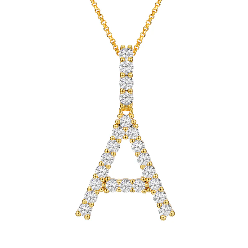 MOISSANITE ALPHABET INITIAL NAME LETTER PENDANT IN STERLING SILVER - Image 32