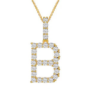 MOISSANITE ALPHABET INITIAL NAME LETTER PENDANT IN STERLING SILVER - Image 33