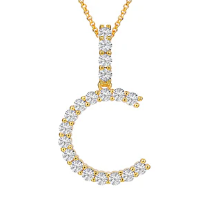 MOISSANITE ALPHABET INITIAL NAME LETTER PENDANT IN STERLING SILVER - Image 34