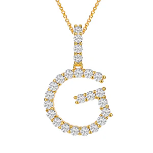 MOISSANITE ALPHABET INITIAL NAME LETTER PENDANT IN STERLING SILVER - Image 38
