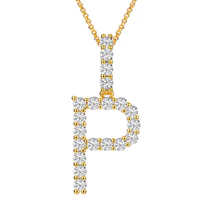 MOISSANITE ALPHABET INITIAL NAME LETTER PENDANT IN STERLING SILVER - Image 47