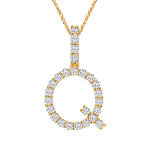 MOISSANITE ALPHABET INITIAL NAME LETTER PENDANT IN STERLING SILVER - Image 48