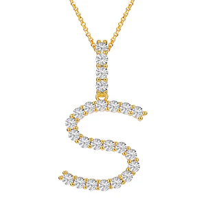 MOISSANITE ALPHABET INITIAL NAME LETTER PENDANT IN STERLING SILVER - Image 50
