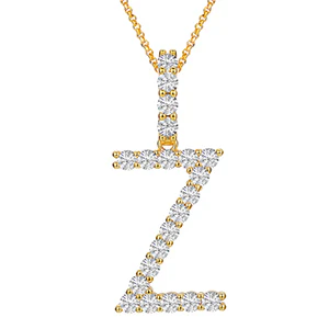 MOISSANITE ALPHABET INITIAL NAME LETTER PENDANT IN STERLING SILVER - Image 57