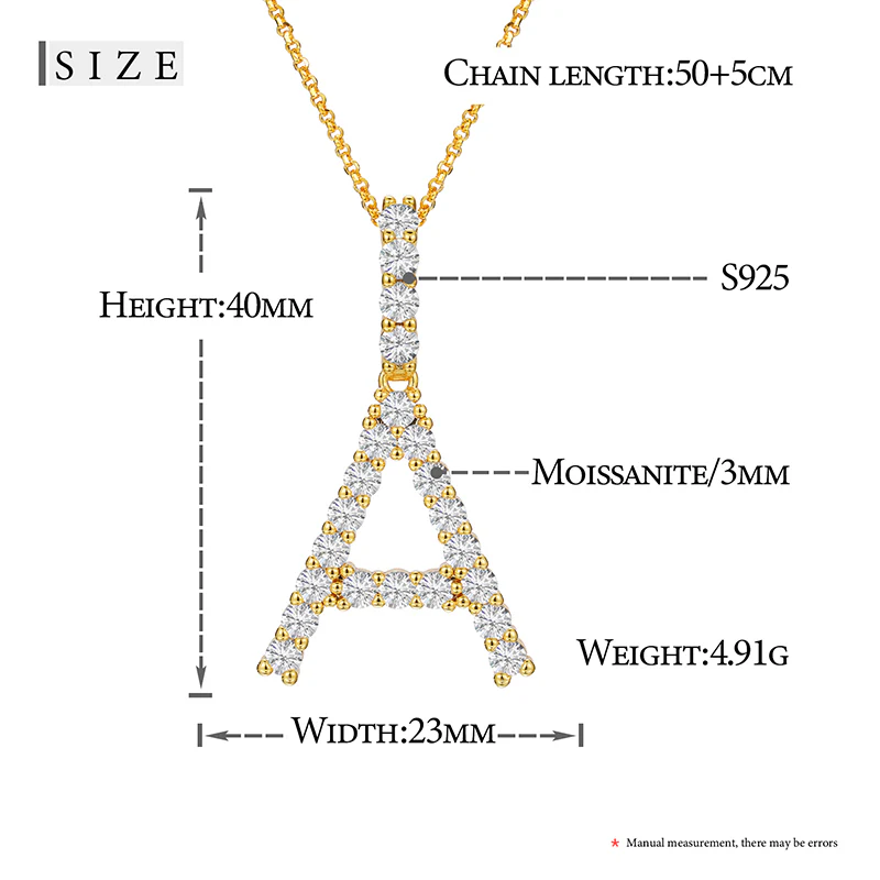 MOISSANITE ALPHABET INITIAL NAME LETTER PENDANT IN STERLING SILVER - Image 58