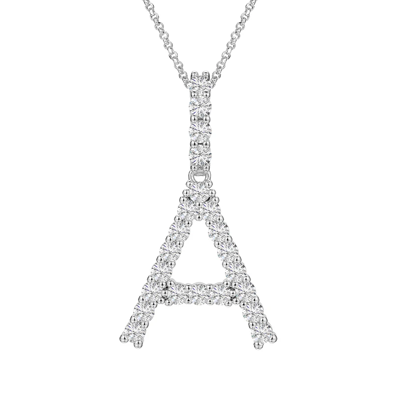MOISSANITE ALPHABET INITIAL NAME LETTER PENDANT IN STERLING SILVER - Image 6