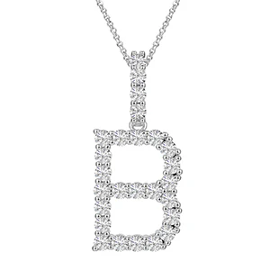MOISSANITE ALPHABET INITIAL NAME LETTER PENDANT IN STERLING SILVER - Image 7