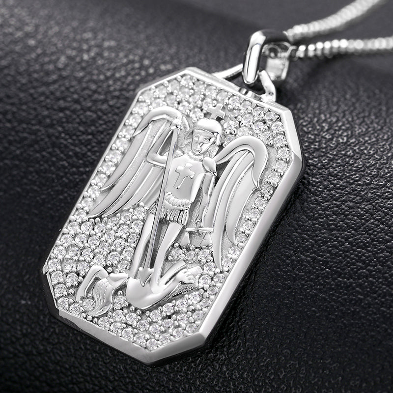 MOISSANITE ANGELS AND DEMONS TAG PENDANT IN STERLING SILVER - Image 2
