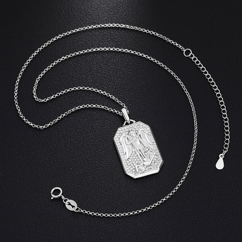 MOISSANITE ANGELS AND DEMONS TAG PENDANT IN STERLING SILVER - Image 3