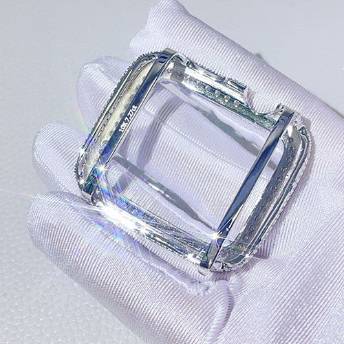 MOISSANITE DIAMOND APPLE WATCH BEZEL OR CASE IN STERLING SILVER - Image 5