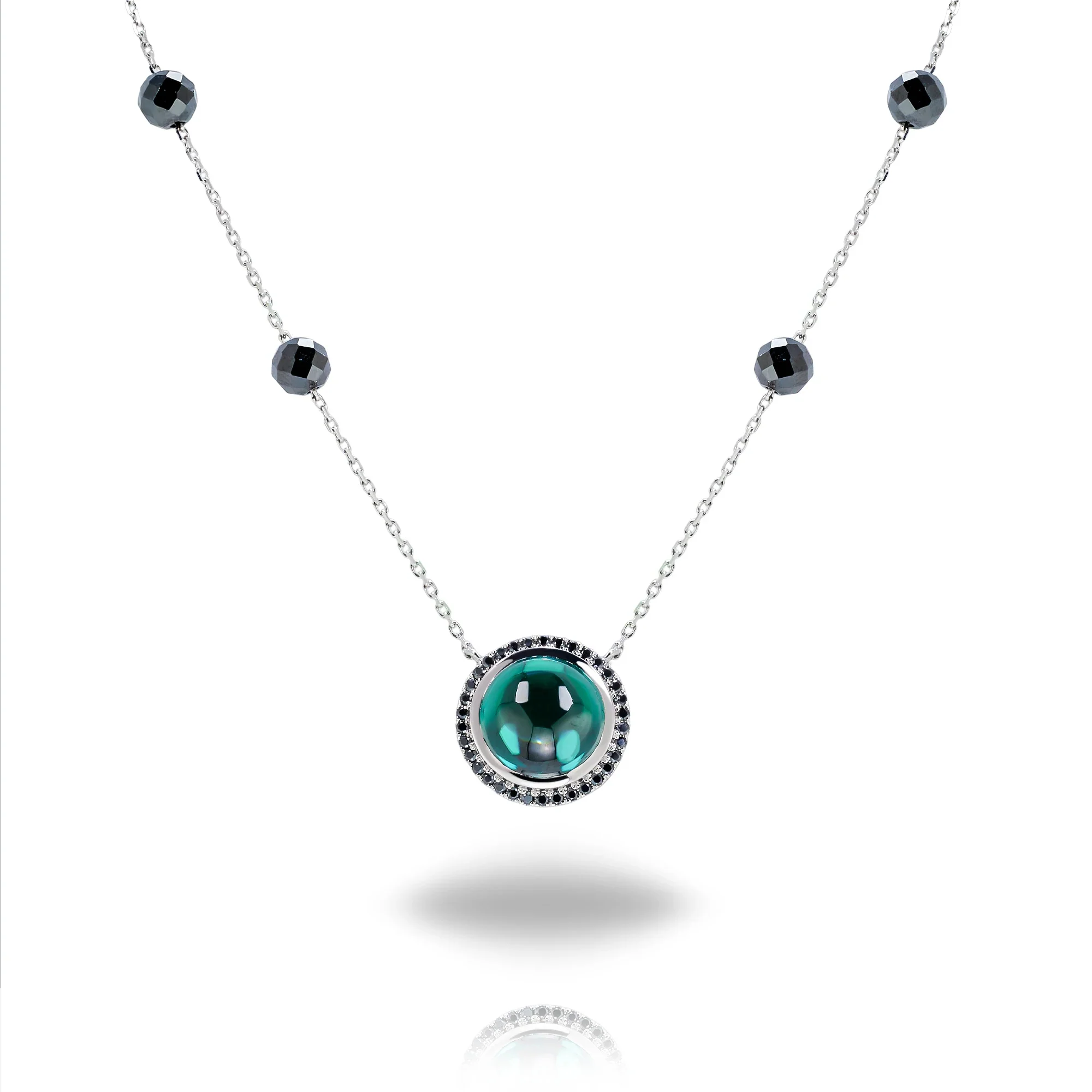 MOISSANITE AQUA ECLIPSE NECKLACE IN SOLID GOLD - Image 4