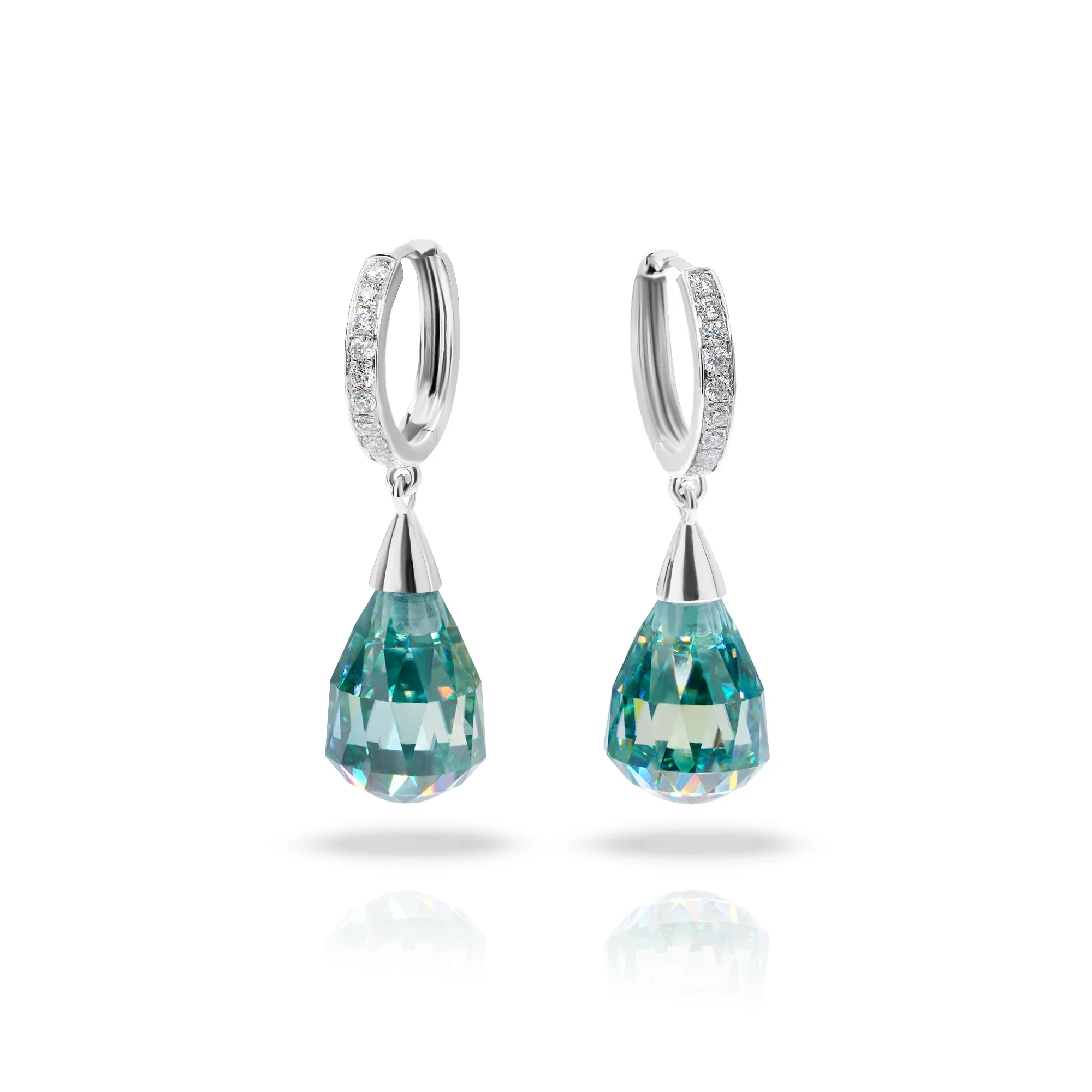 MOISSANITE AURORA TEARDROP EARRINGS IN SOLID GOLD - Image 4
