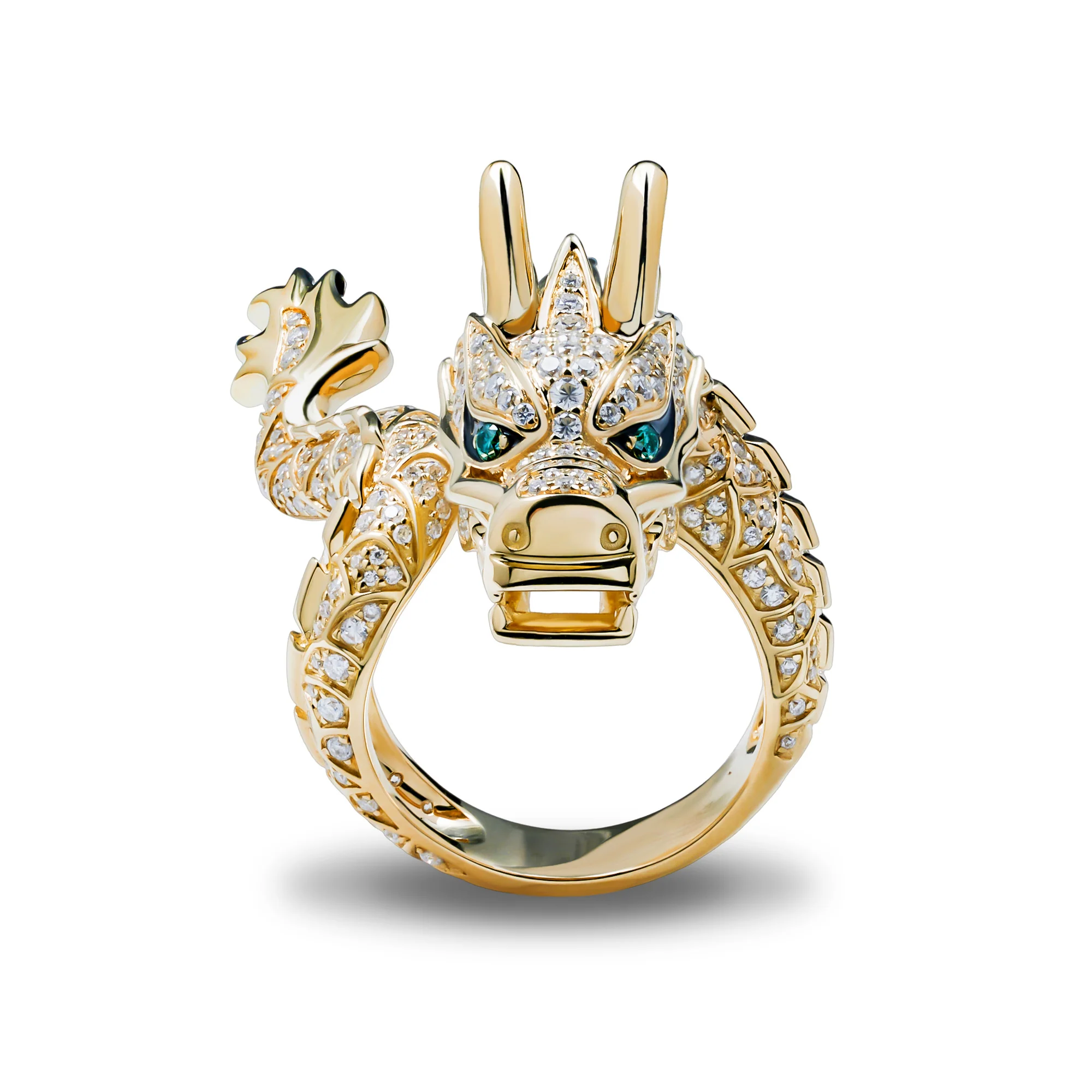 MOISSANITE AZURE DRAGON BAND RING IN 18K SOLID GOLD - Image 5