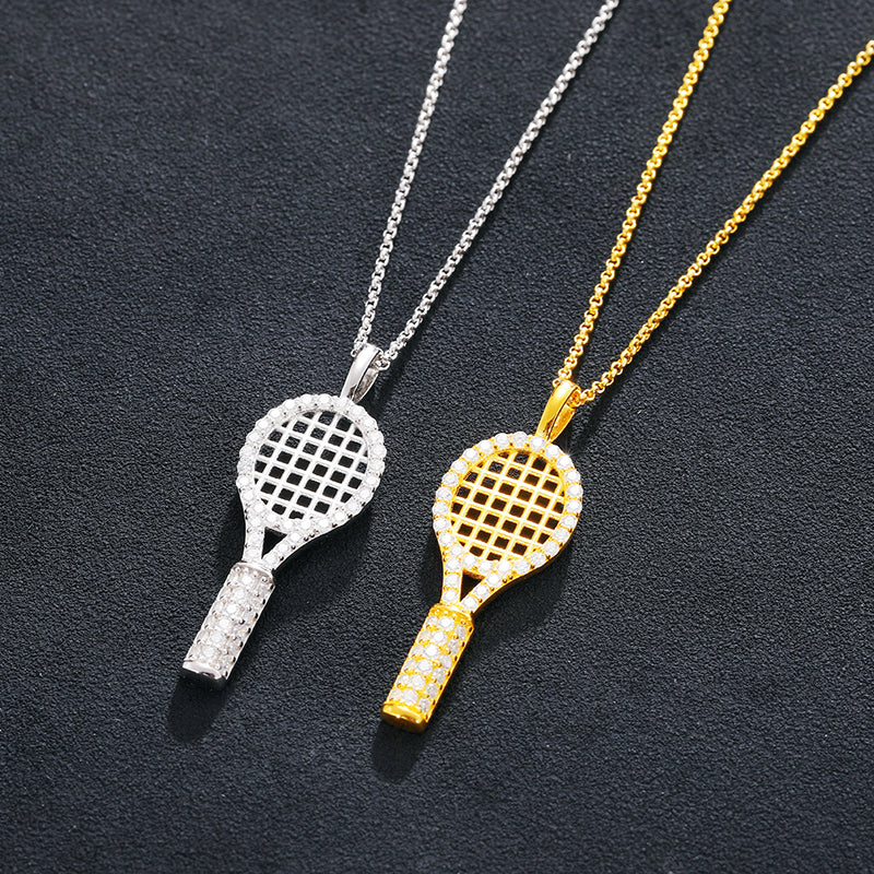 MOISSANITE BADMINTON PENDANT NECKLACE IN STERLING SILVER - Image 3