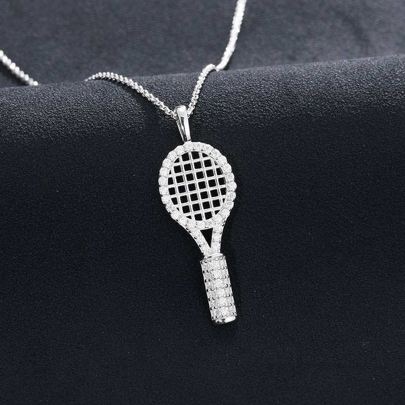 MOISSANITE BADMINTON PENDANT NECKLACE IN STERLING SILVER - Image 4