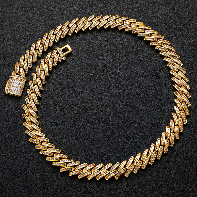 MOISSANITE BAGUETTE CUBAN LINK BRACELET/NECKLACE IN STERLING SILVER - Image 3