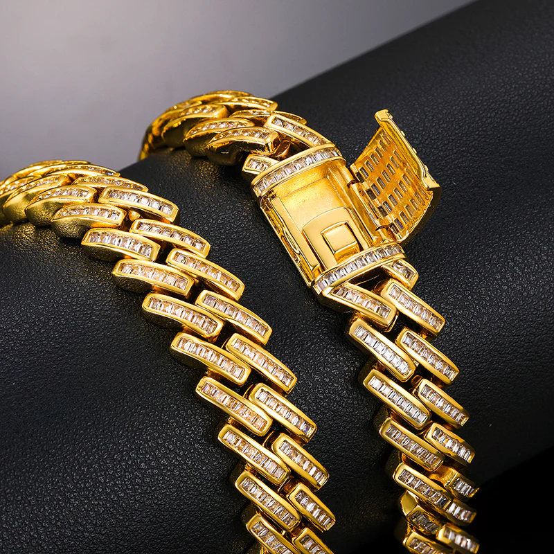 MOISSANITE BAGUETTE CUBAN LINK BRACELET/NECKLACE IN STERLING SILVER - Image 4