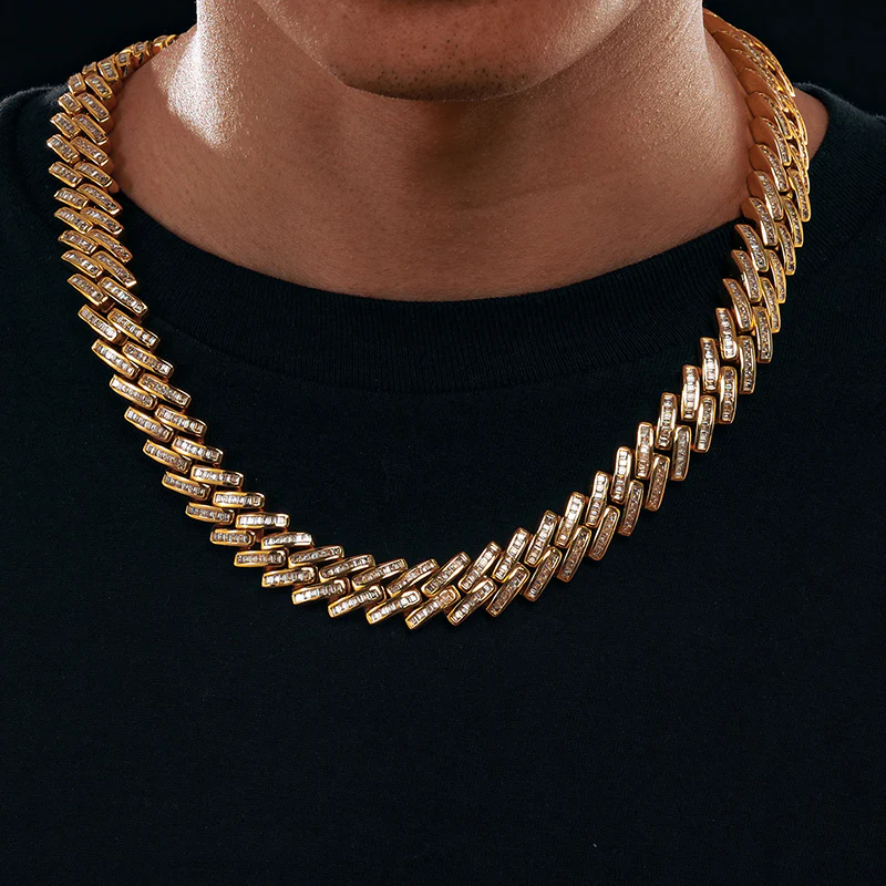 MOISSANITE BAGUETTE CUBAN LINK BRACELET/NECKLACE IN STERLING SILVER - Image 6