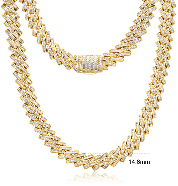 MOISSANITE BAGUETTE CUBAN LINK BRACELET/NECKLACE IN STERLING SILVER - Image 8