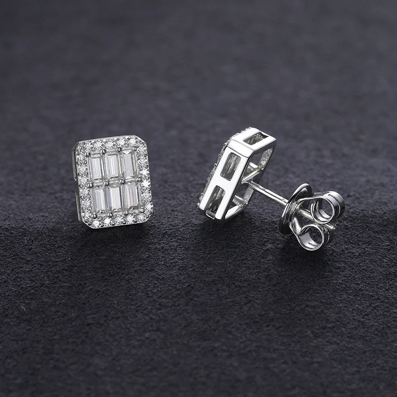 BAGUETTE MOISSANITE STUD EARRINGS IN STERLING SILVER - Image 2