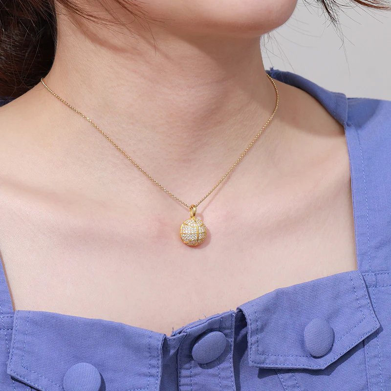 MOISSANITE BASKETBALL PENDANT NECKLACE IN STERLING SILVER - Image 3