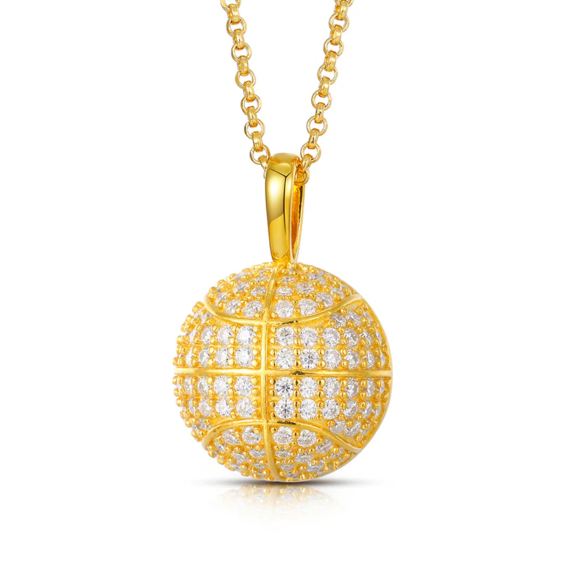 MOISSANITE BASKETBALL PENDANT NECKLACE IN STERLING SILVER - Image 7