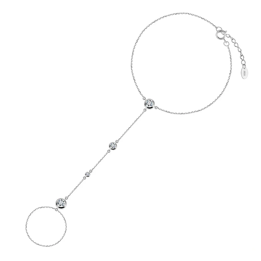 MOISSANITE BEZEL DROP HAND HARNESS IN STERLING SILVER - Image 7