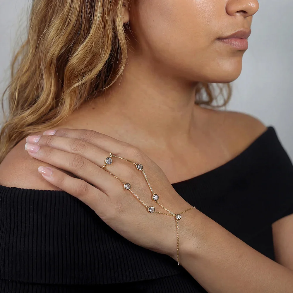 MOISSANITE BEZEL HAND HARNESS BRACELET IN STERLING SILVER - Image 2