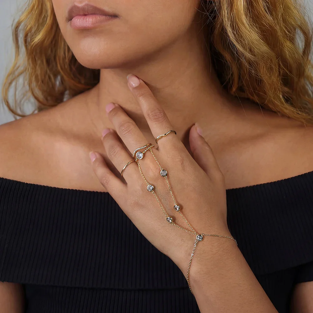 MOISSANITE BEZEL HAND HARNESS BRACELET IN STERLING SILVER - Image 3