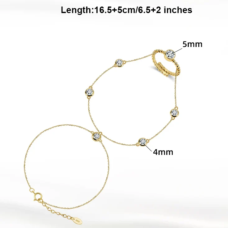 MOISSANITE BEZEL HAND HARNESS BRACELET IN STERLING SILVER - Image 5
