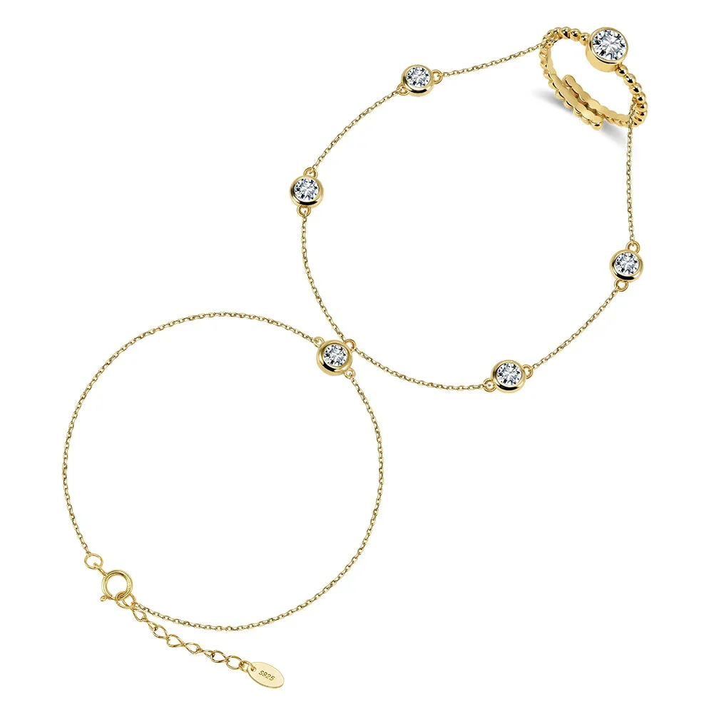 MOISSANITE BEZEL HAND HARNESS BRACELET IN STERLING SILVER - Image 6
