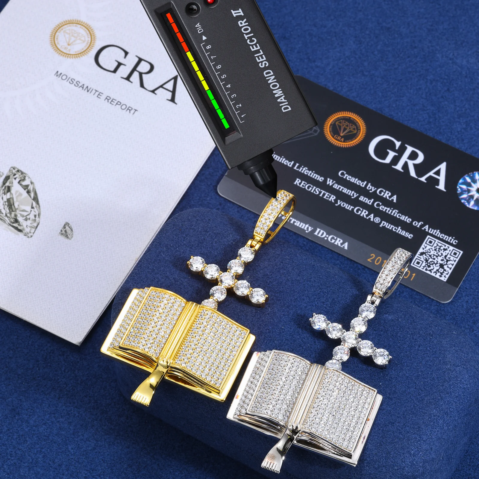 MOISSANITE BIBLE CROSS PENDANT IN STERLING SILVER - Image 5