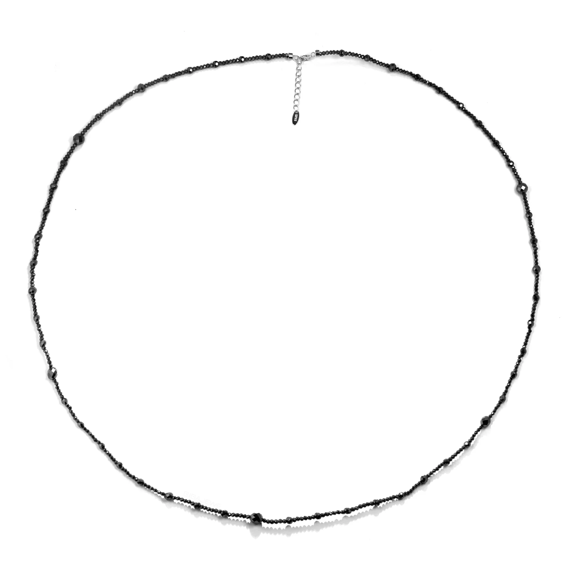 MOISSANITE BLACK BEADS NECKLACE CHAIN IN STERLING SILVER - Image 10