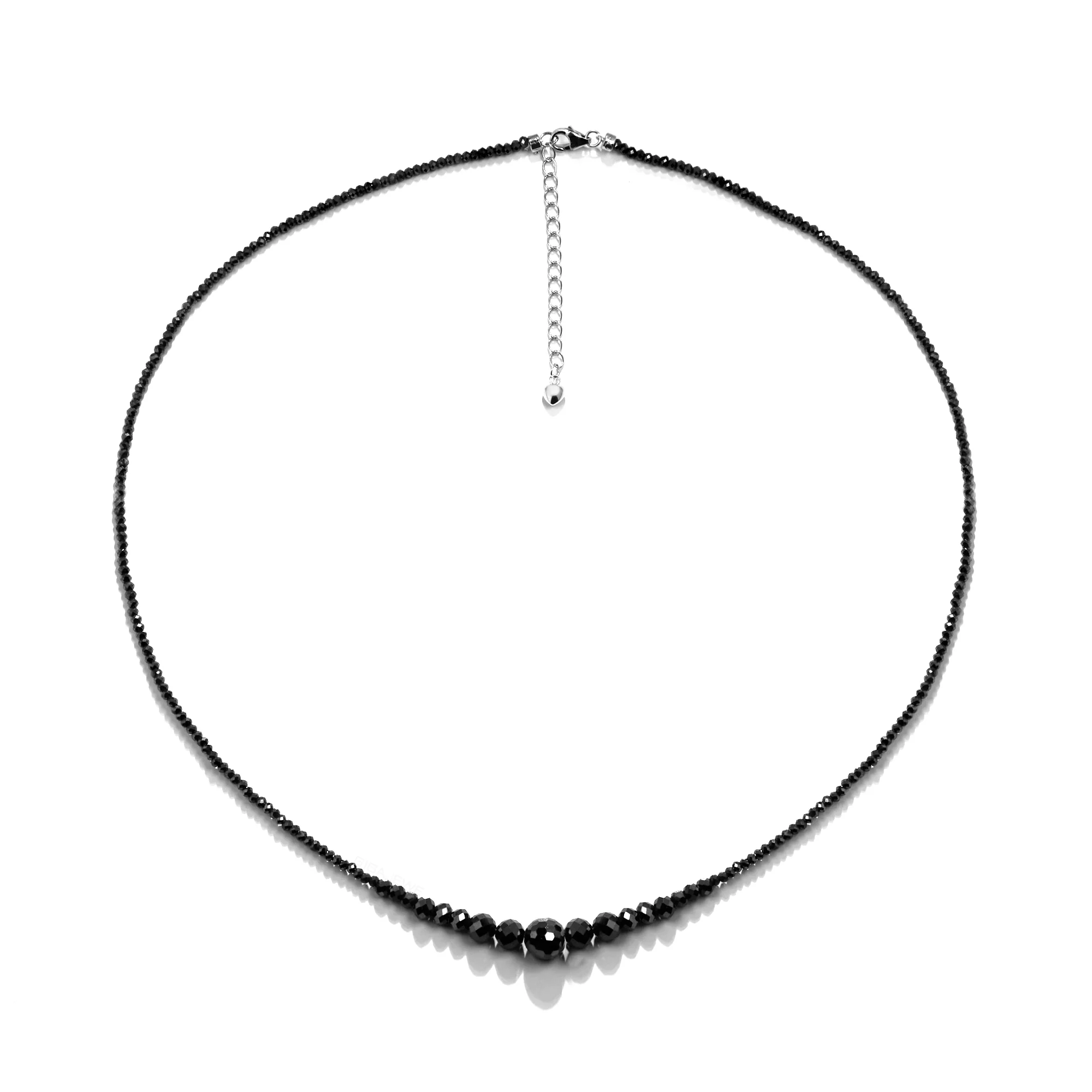 MOISSANITE BLACK BEADS NECKLACE CHAIN IN STERLING SILVER - Image 11