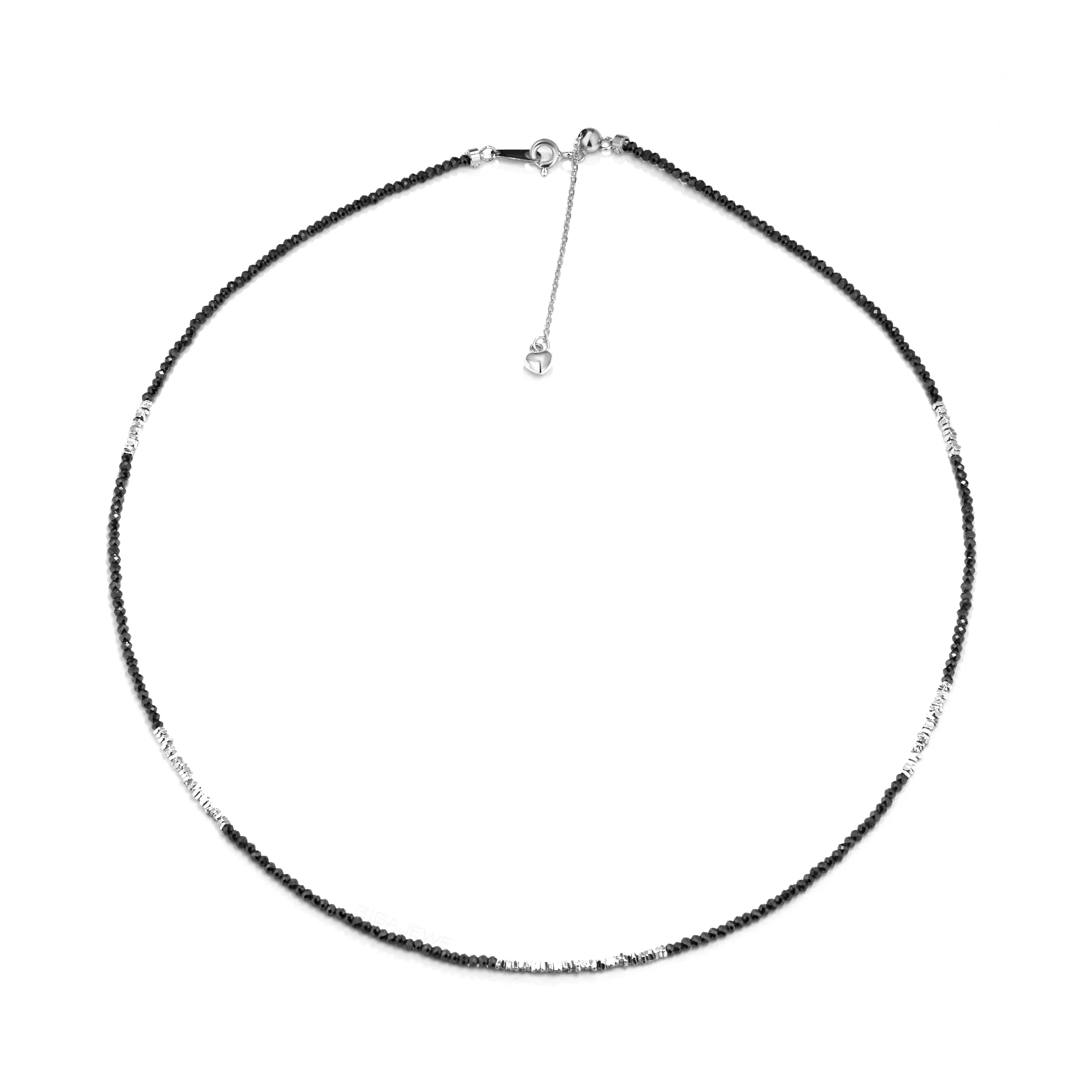 MOISSANITE BLACK BEADS NECKLACE CHAIN IN STERLING SILVER - Image 12