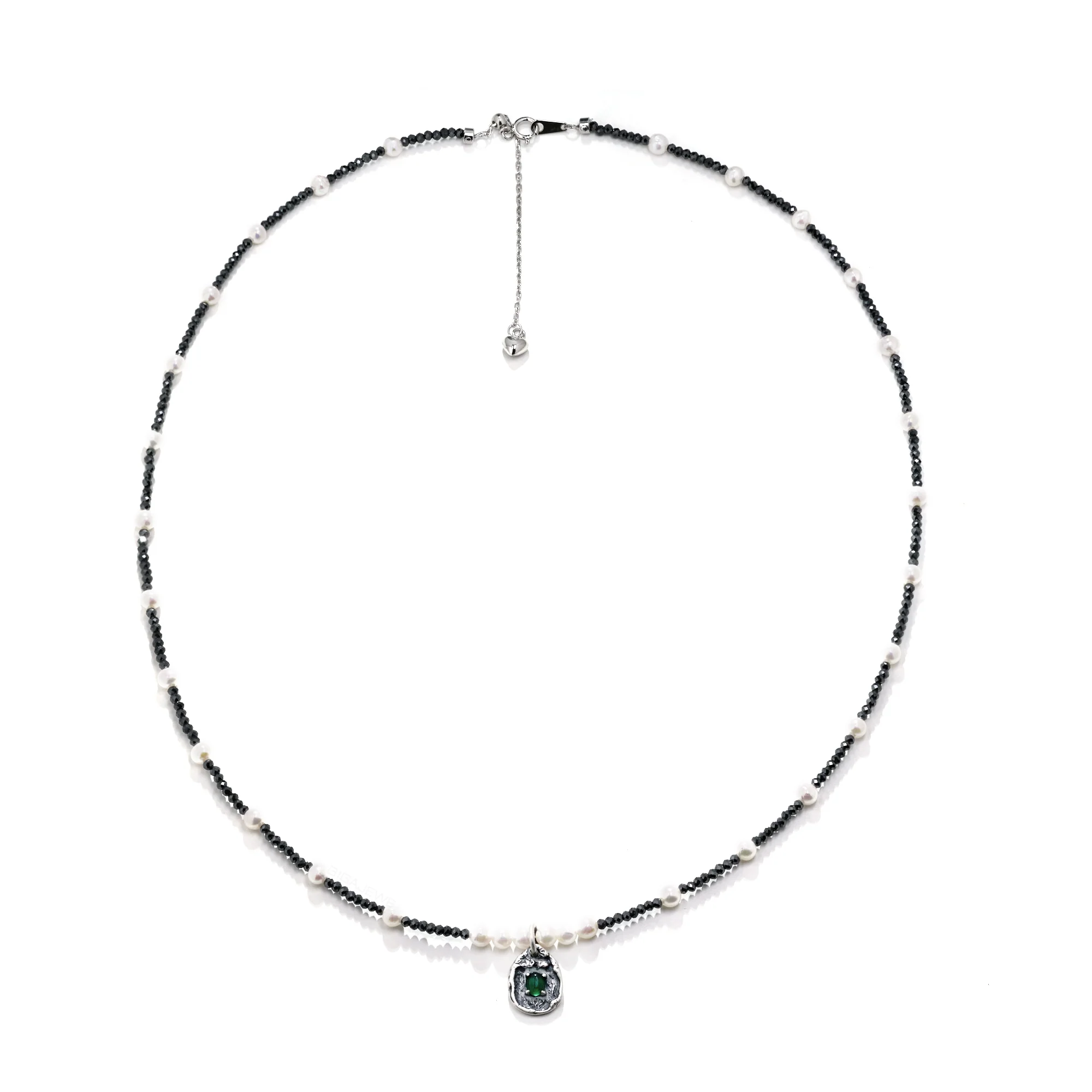MOISSANITE BLACK BEADS NECKLACE CHAIN IN STERLING SILVER - Image 7