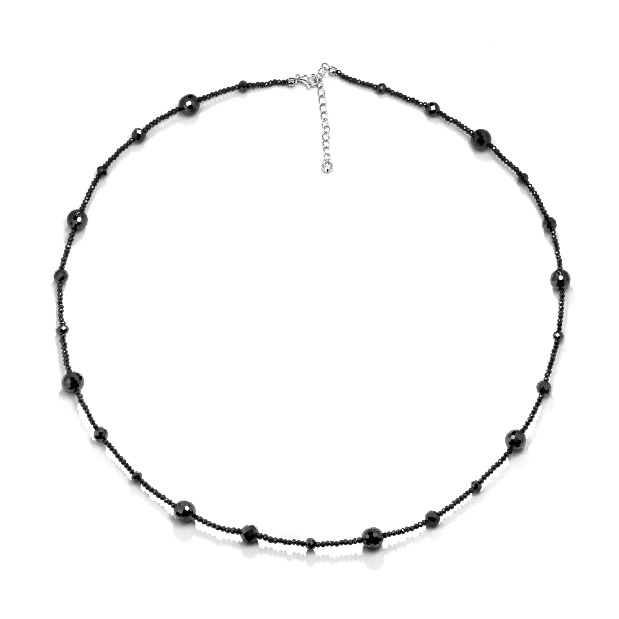 MOISSANITE BLACK BEADS NECKLACE CHAIN IN STERLING SILVER - Image 8