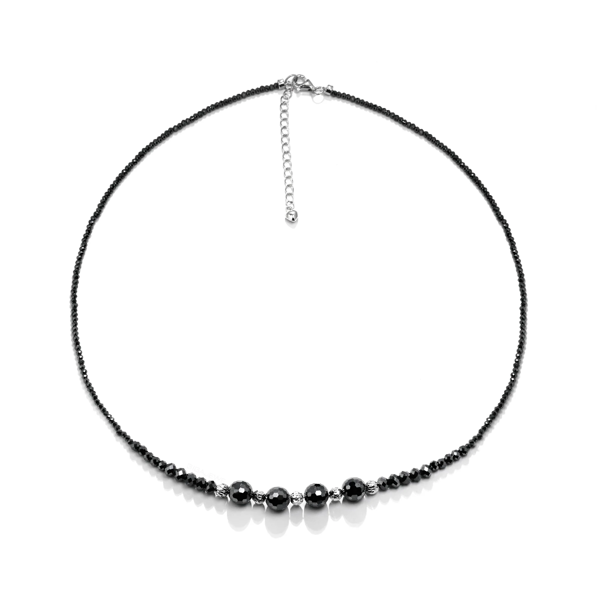 MOISSANITE BLACK BEADS NECKLACE CHAIN IN STERLING SILVER - Image 9