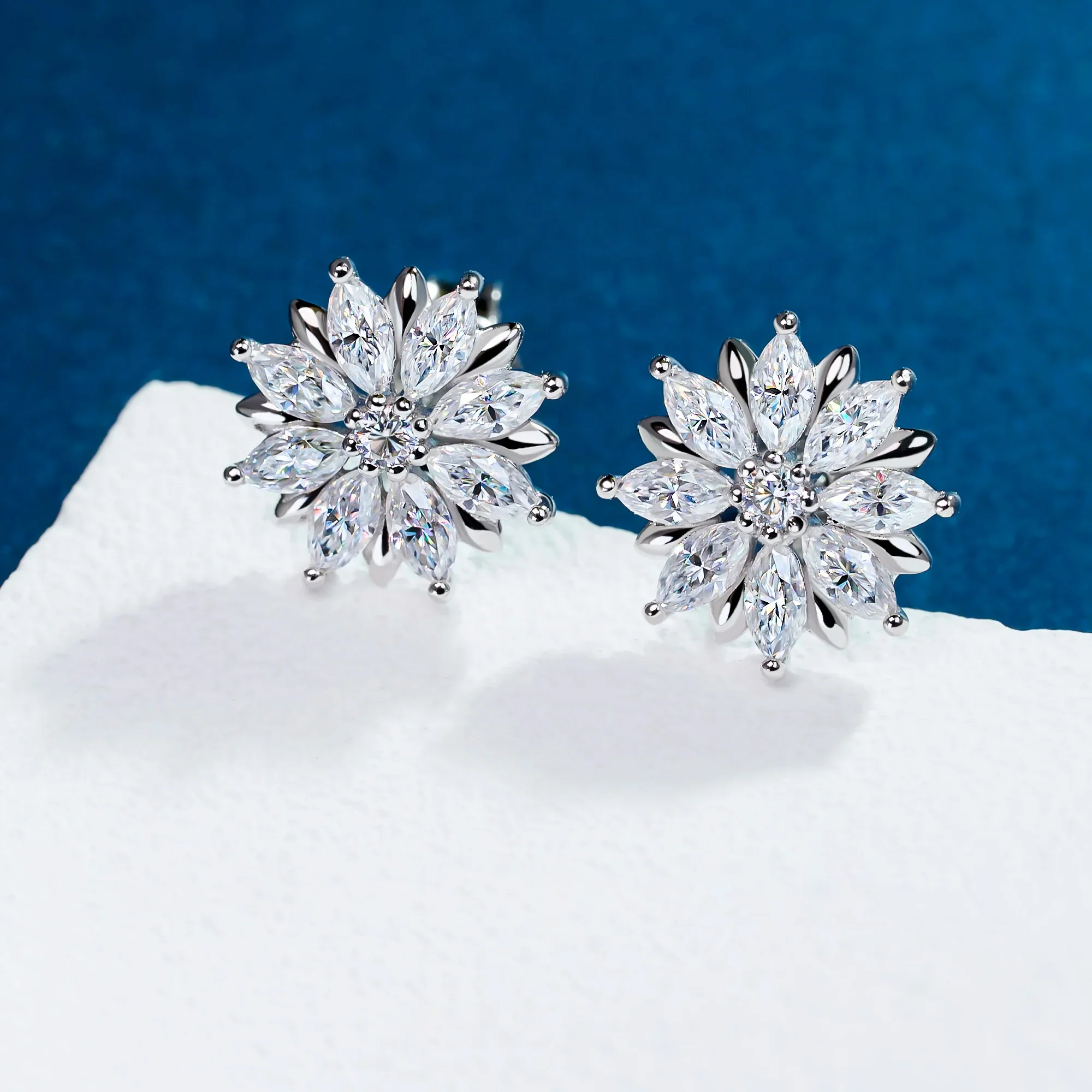 MOISSANITE BLOOM CLUSTER STUDS IN STERLING SILVER - Image 4