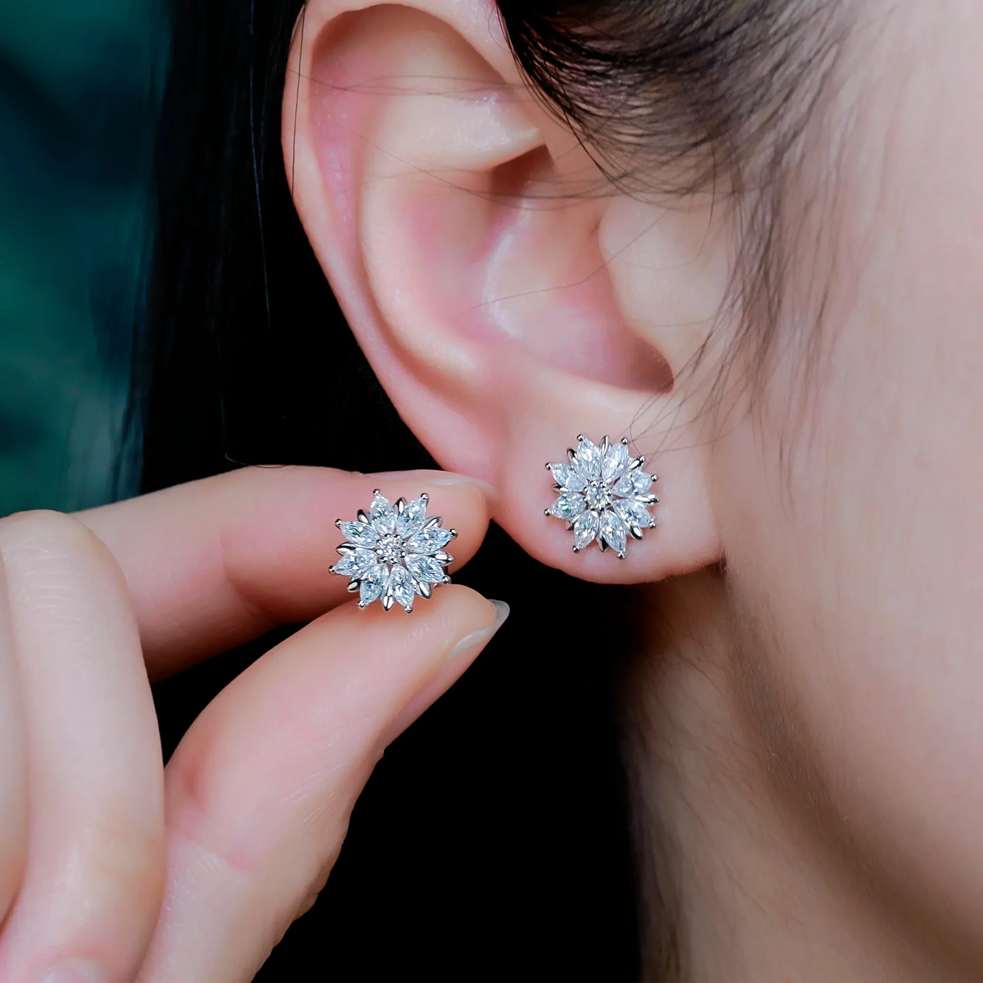 MOISSANITE BLOOM CLUSTER STUDS IN STERLING SILVER - Image 5