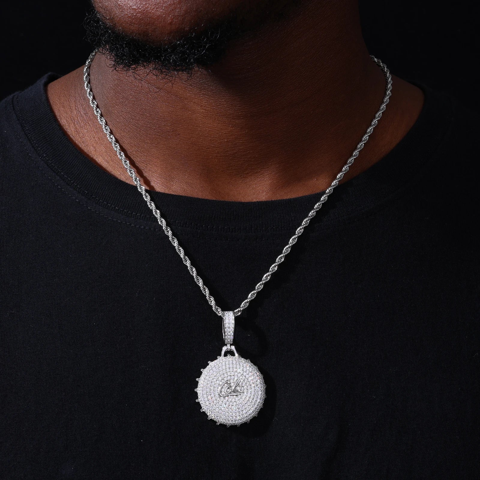 MOISSANITE BOTTLE CAP DRIP PENDANT IN STERLING SILVER - Image 4