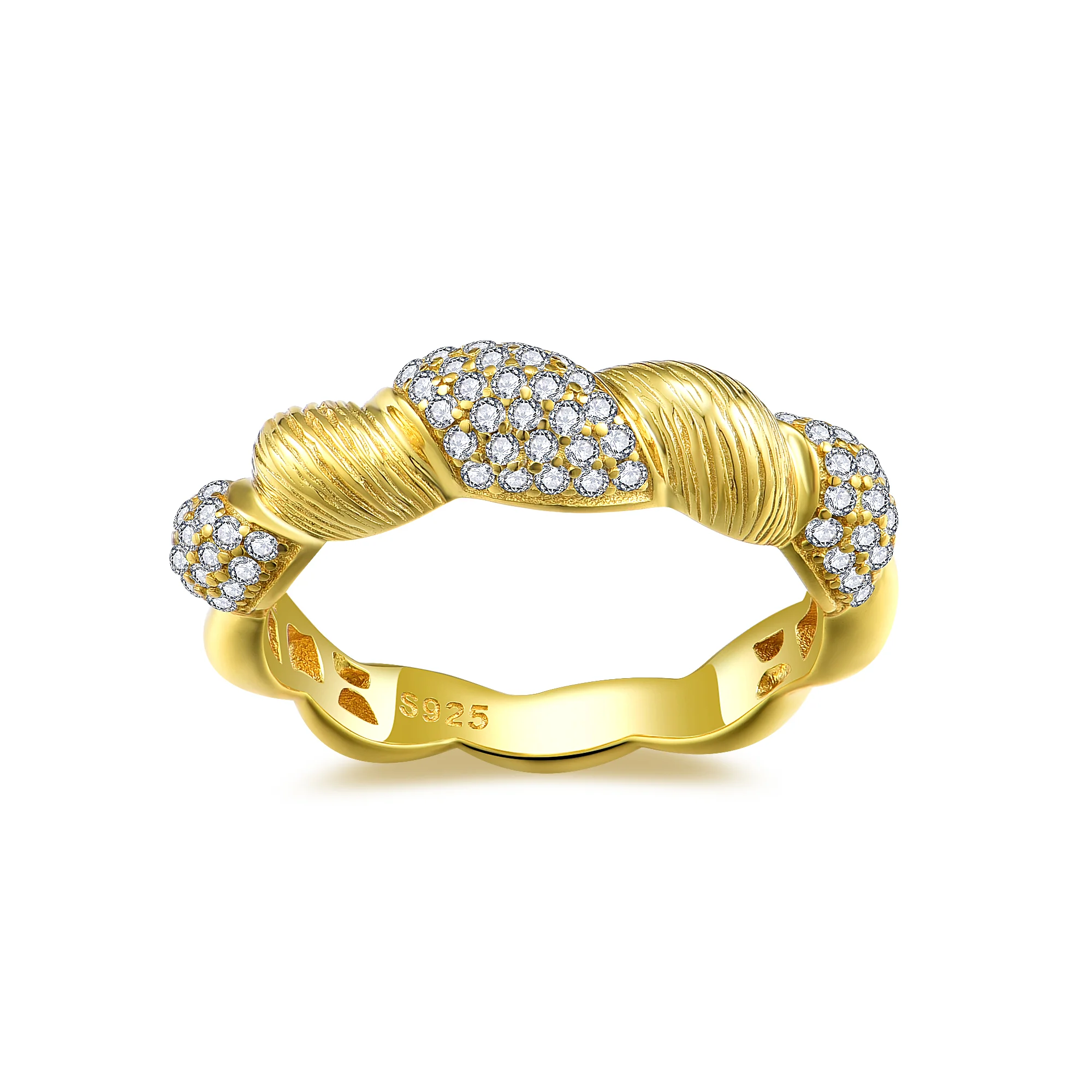 MOISSANITE BRAIDED ROPE ETERNITY BAND RING IN STERLING SILVER - Image 3
